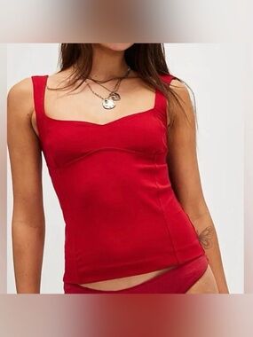 Free People Somewhere Sometime Cami Red Tank Top - Women NWT size S